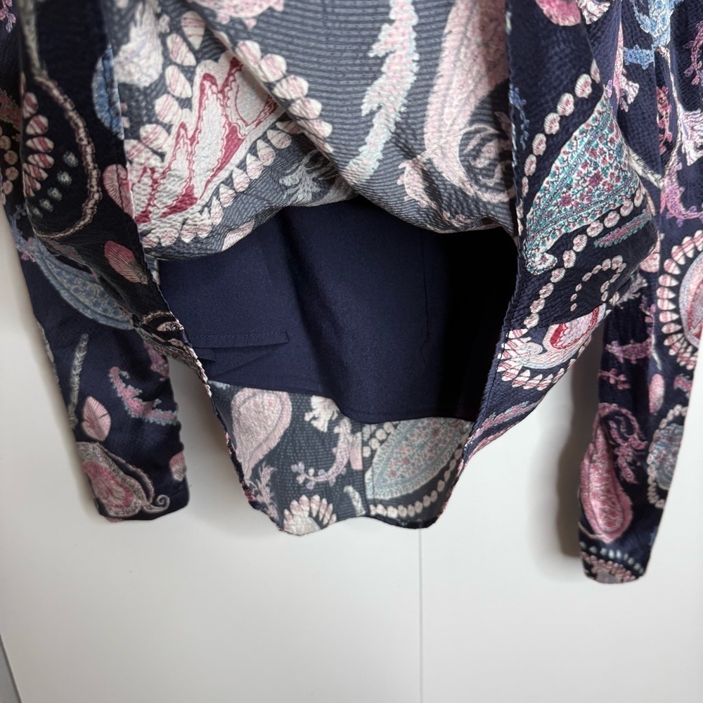 Thurley Crown Of Thornes Blouse Long sleeve Paisley Pearls Navy print size 4 RTR - Picture 7 of 13